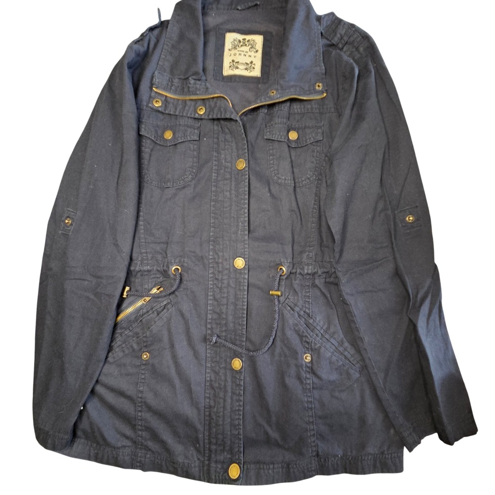Made by Johnny Women Navy Blue Military Utility Jacket XL Cotton WJC643